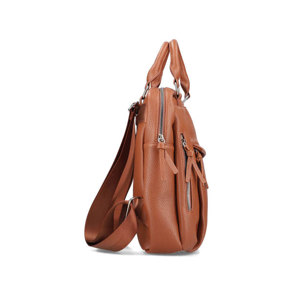 Rieker H1050-22 Tan Backpack, rear three-quarter view.