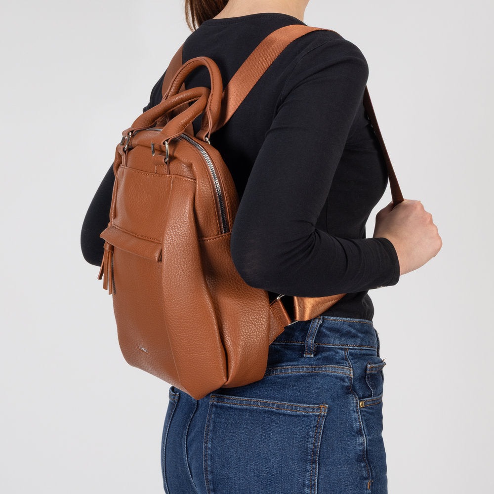 Rieker H1050-22 Tan Backpack, front view.