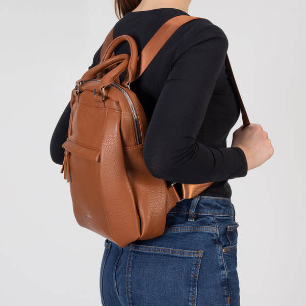 Rieker H1050-22 Tan Backpack, front view.