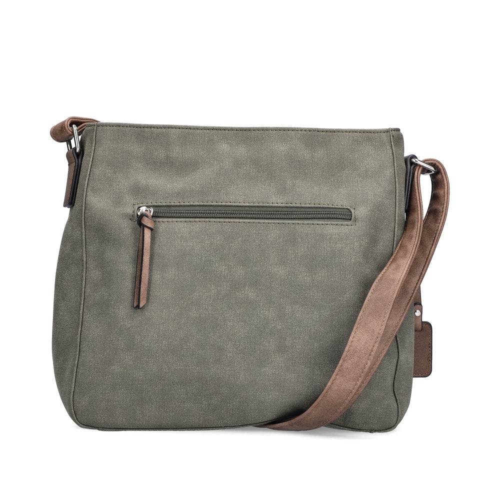 Rieker H1340-54 Khaki/Brown Handbag w/Zip, outer side view.