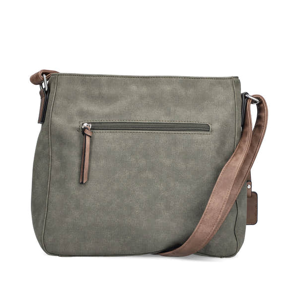 Rieker H1340-54 Khaki/Brown Handbag w/Zip, outer side view.