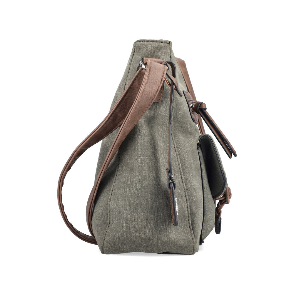 Rieker H1340-54 Khaki/Brown Handbag w/Zip, top view.