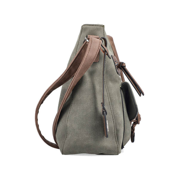 Rieker H1340-54 Khaki/Brown Handbag w/Zip, top view.