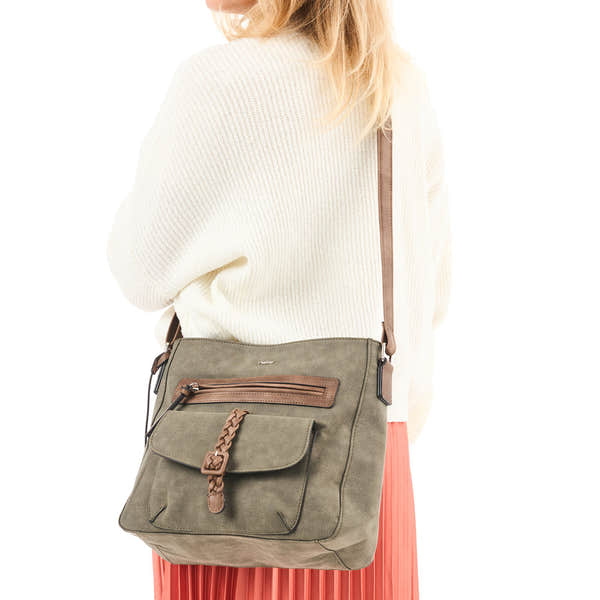 Rieker H1340-54 Khaki/Brown Handbag w/Zip, lifestyle view 1 of 6.