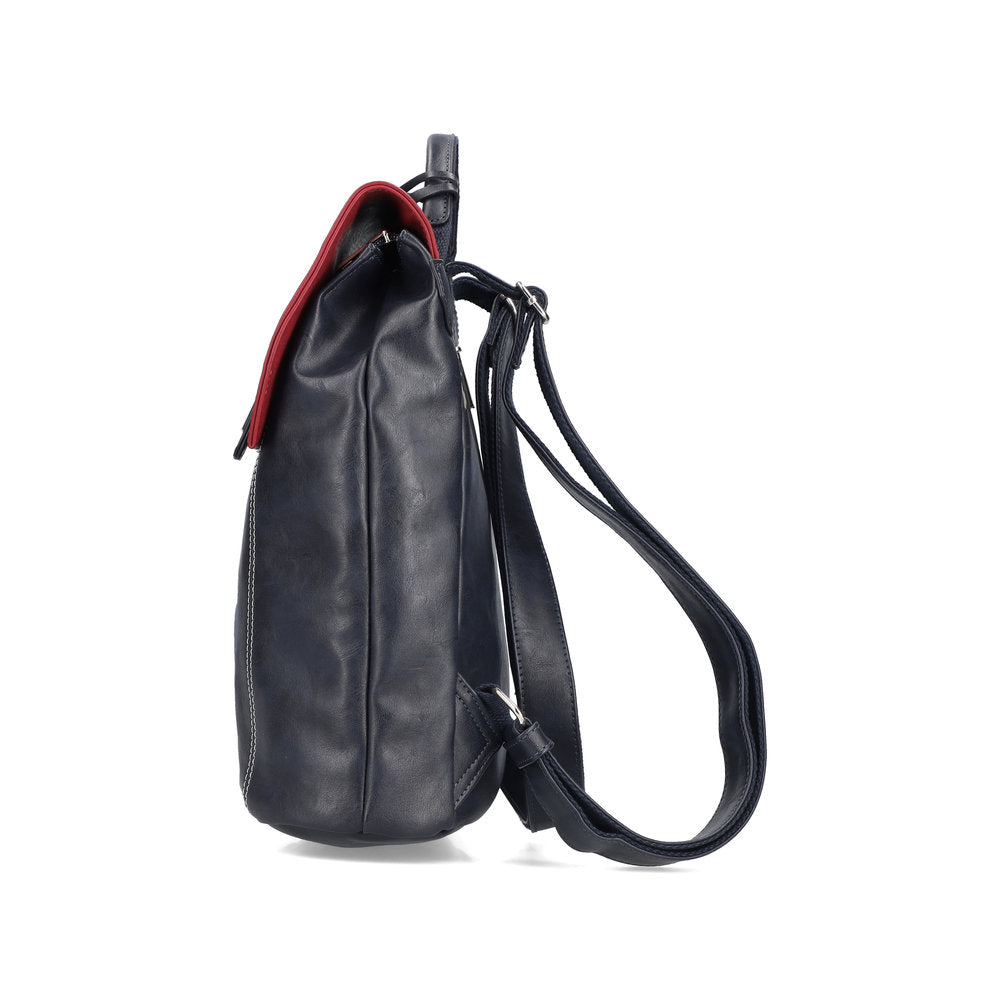 Rieker H1357-14 Ocean Navy & Red Back Pack, rear three-quarter view.
