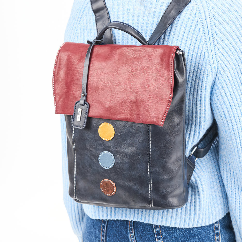 Rieker H1357-14 Ocean Navy & Red Back Pack, lifestyle view 1 of 4.