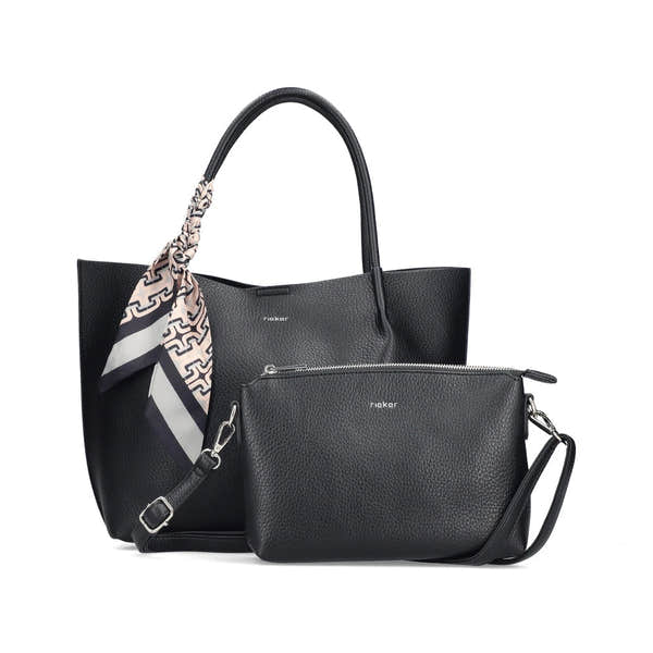 Rieker H1399-00 Black Handbag, front three-quarter view.