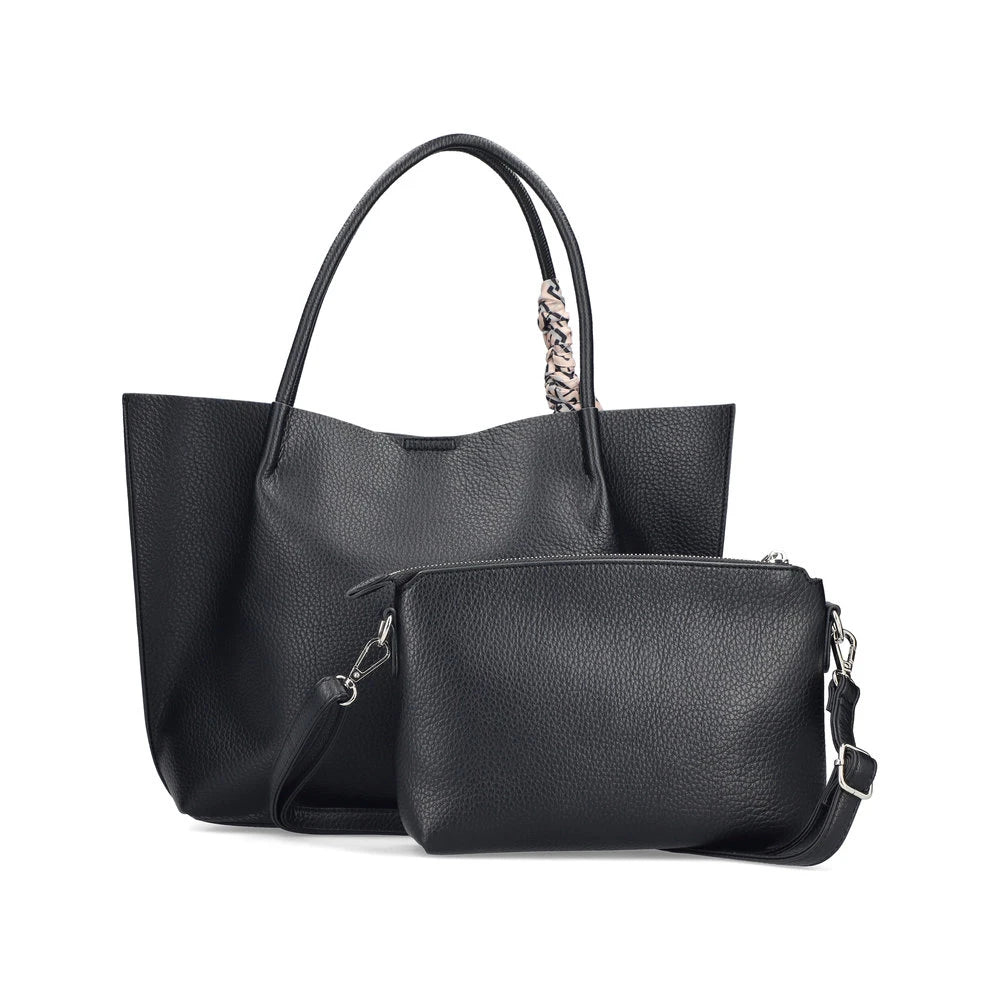 Rieker H1399-00 Black Handbag, outer side view.