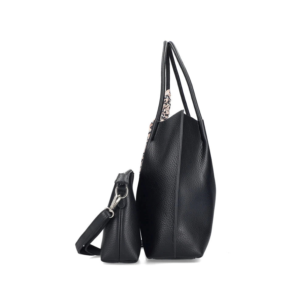 Rieker H1399-00 Black Handbag, rear three-quarter view.