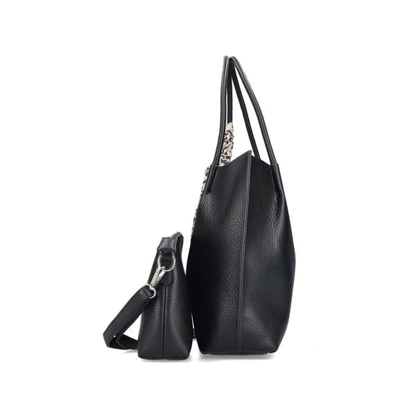 Rieker H1399-00 Black Handbag, rear three-quarter view.