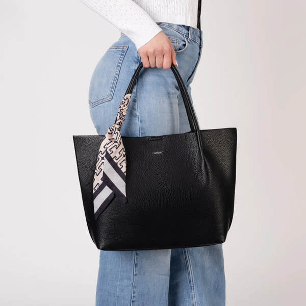 Rieker H1399-00 Black Handbag, front view.