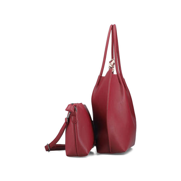 Rieker H1399-35 Burgundy Shopper Bag with Matching Cross Body Bag, top view.