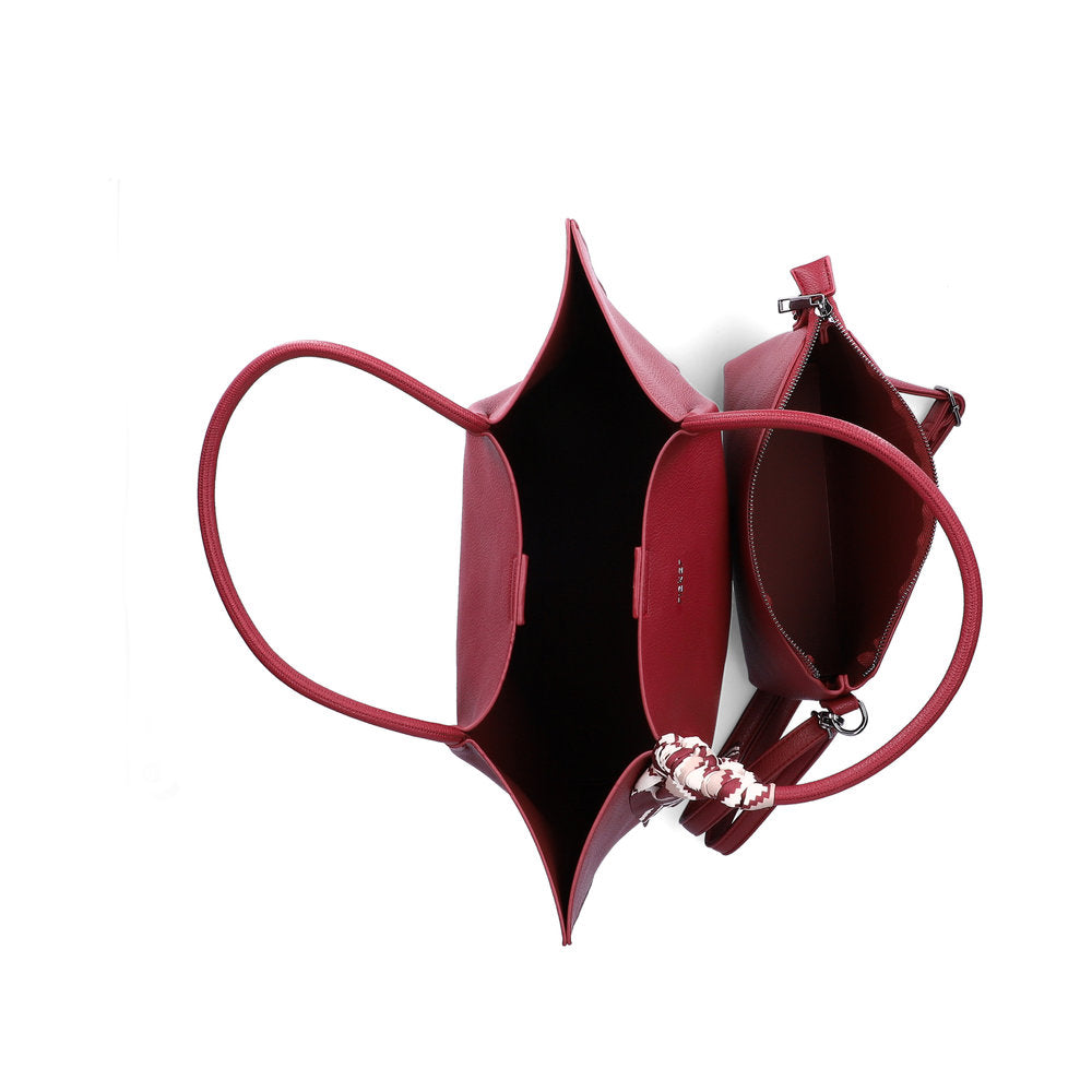 Rieker H1399-35 Burgundy Shopper Bag with Matching Cross Body Bag, inner side view.