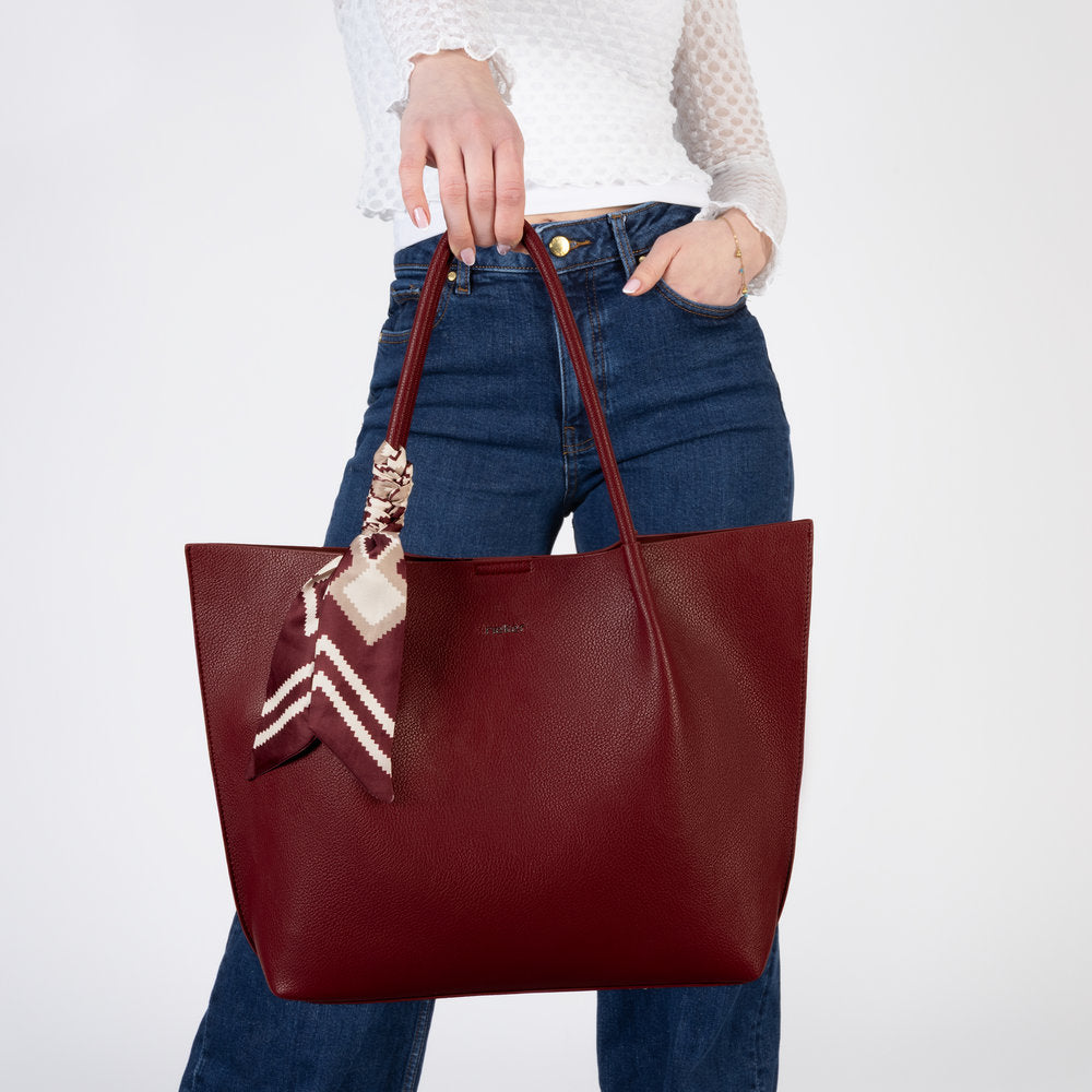 Rieker H1399-35 Burgundy Shopper Bag with Matching Cross Body Bag, lifestyle view 6 of 9.