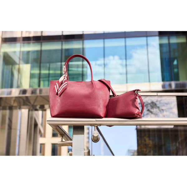 Rieker H1399-35 Burgundy Shopper Bag with Matching Cross Body Bag, lifestyle view 2 of 9.