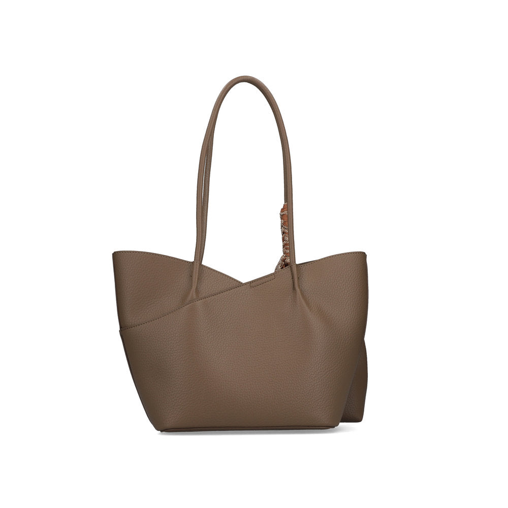 Rieker H1559-65 Taupe Shopper Bag with Matching Pouch, outer side view.