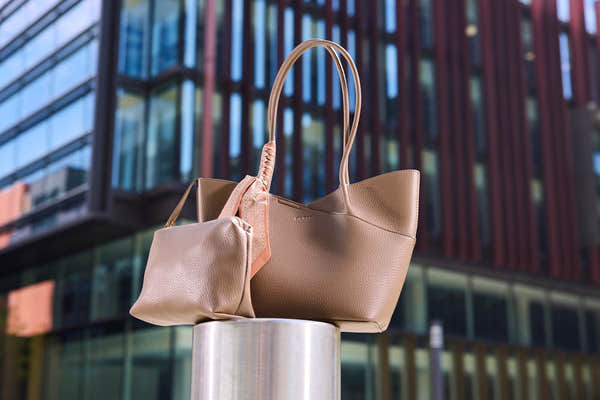 Rieker H1559-65 Taupe Shopper Bag with Matching Pouch, lifestyle view 2 of 5.