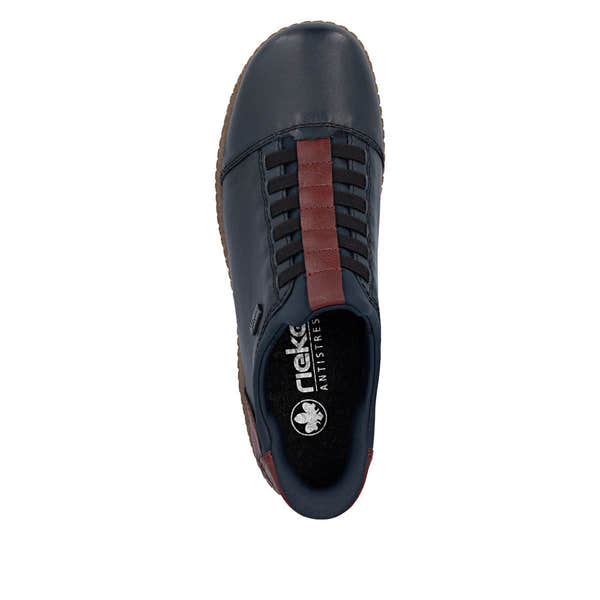 Rieker L7562-14 women's multi leather water resistant elasticated shoes, top view.