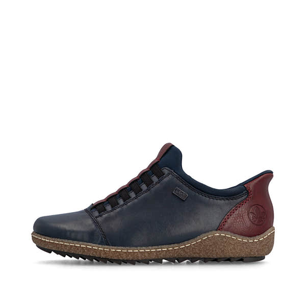 Rieker L7562-14 women's multi leather water resistant elasticated shoes, inner side view.