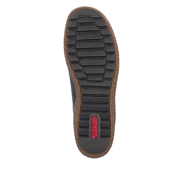Rieker L7562-14 women's multi leather water resistant elasticated shoes, sole and tread view.