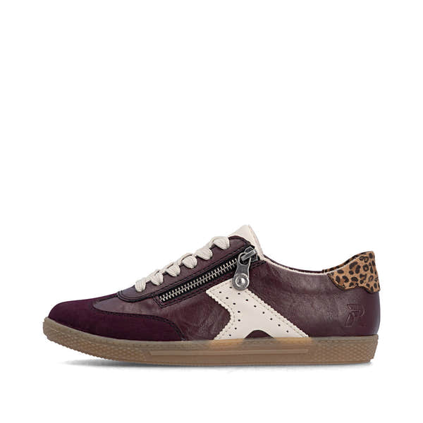 Rieker L9700-30 women's brown zip & lace trainers, inner side view.