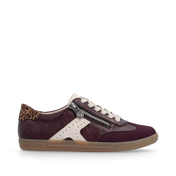 Rieker L9700-30 women's brown zip & lace trainers, opposite side view.