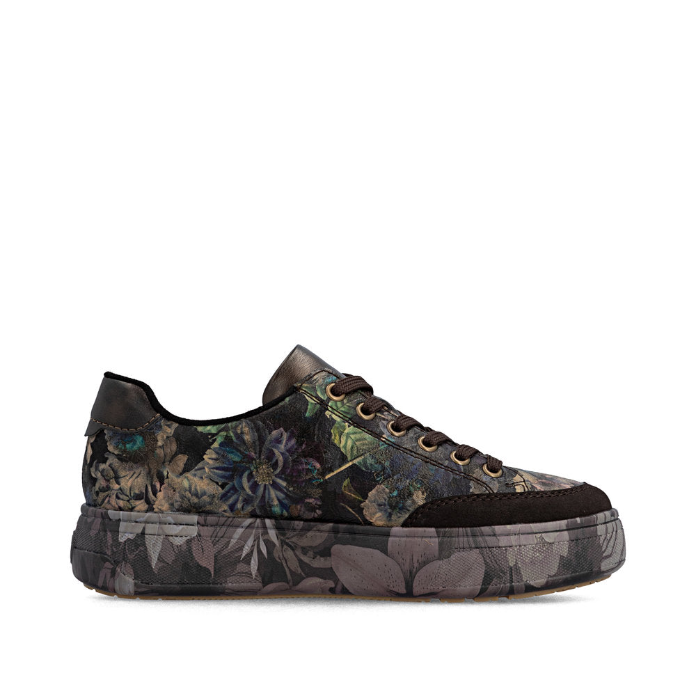Rieker M7711-26 women's multi zip & lace trainers, outer side view.
