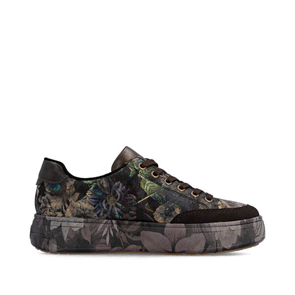 Rieker M7711-26 women's multi zip & lace trainers, outer side view.