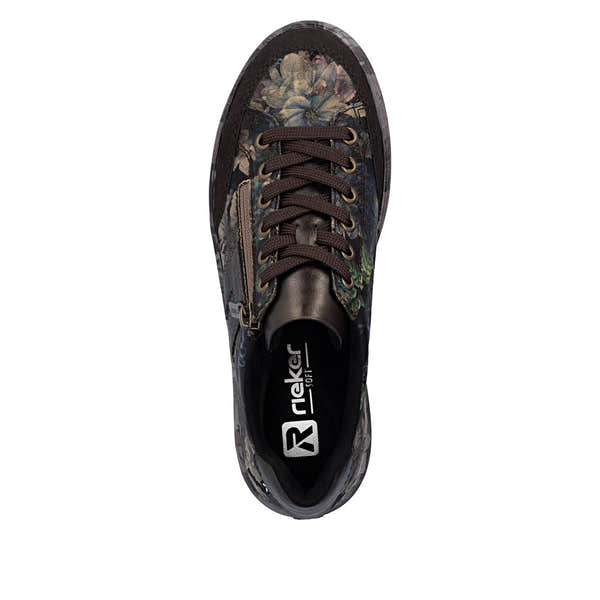 Rieker M7711-26 women's multi zip & lace trainers, top view.
