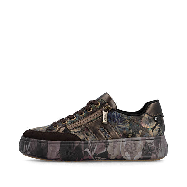 Rieker M7711-26 women's multi zip & lace trainers, inner side view.