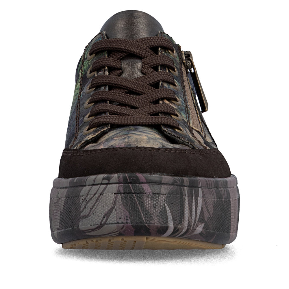 Rieker M7711-26 women's multi zip & lace trainers, front view.