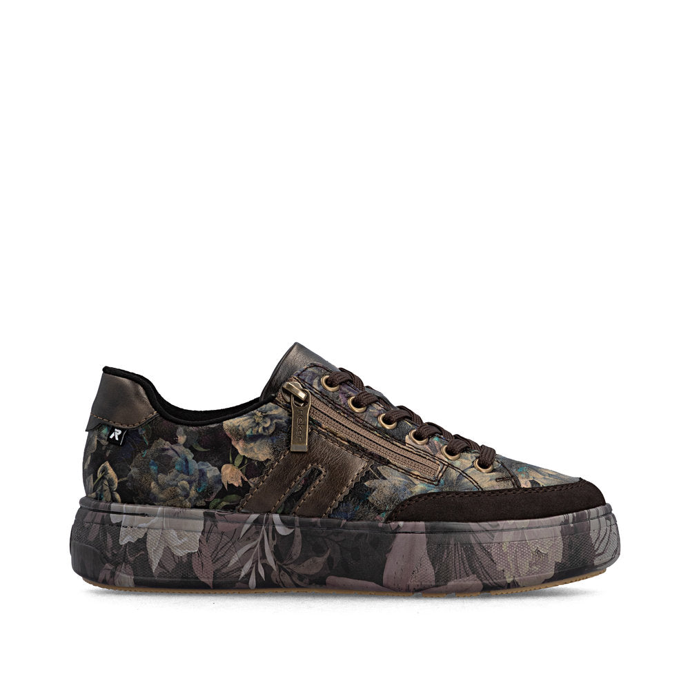Rieker M7711-26 women's multi zip & lace trainers, opposite side view.