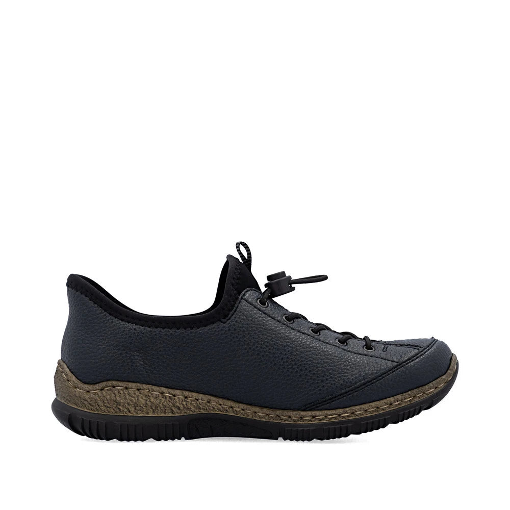 Rieker N3267-15 Ready2Go Ladies Blue Slip On Shoes, outer side view.