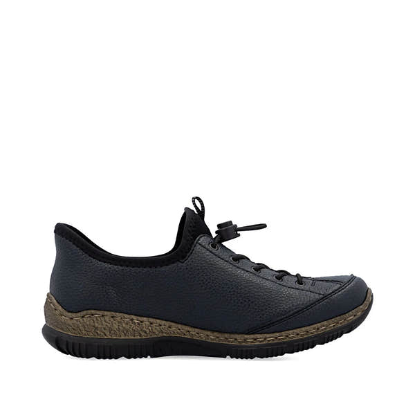 Rieker N3267-15 Ready2Go Ladies Blue Slip On Shoes, outer side view.