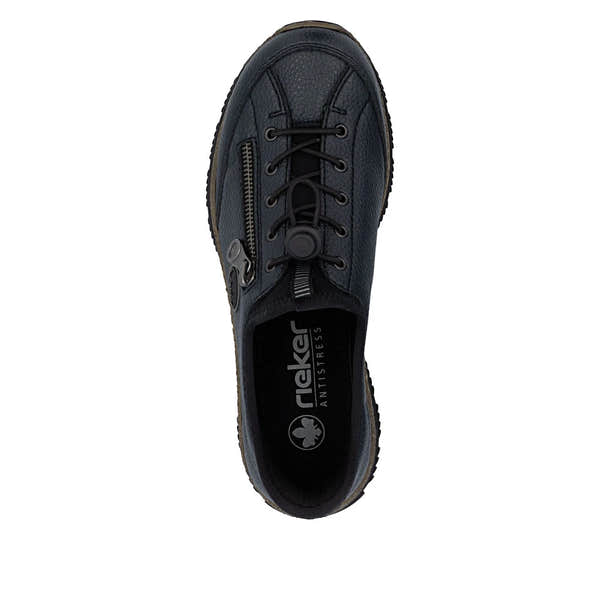 Rieker N3267-15 Ready2Go Ladies Blue Slip On Shoes, top view.