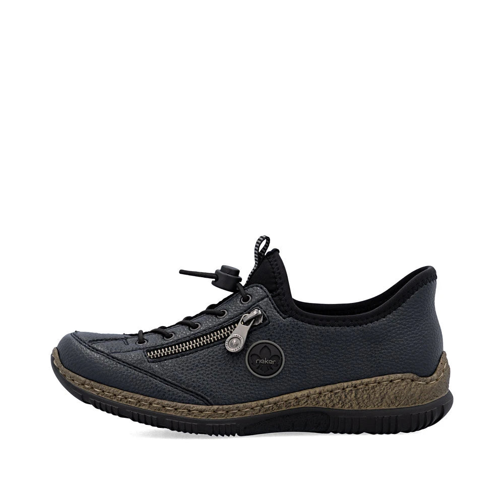 Rieker N3267-15 Ready2Go Ladies Blue Slip On Shoes, inner side view.