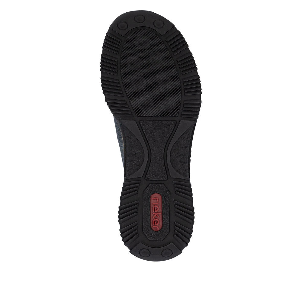Rieker N3267-15 Ready2Go Ladies Blue Slip On Shoes, sole and tread view.