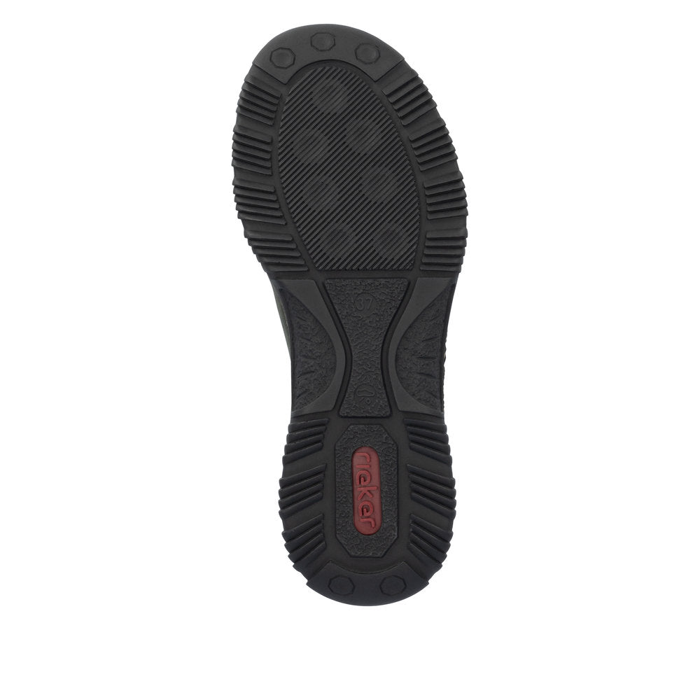 Rieker N3271-54 women's forest green slip on shoes, sole and tread view.