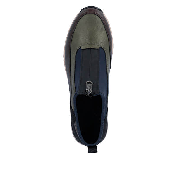 Rieker N6352-91 women's wide multi front zip ankle boots, top view.