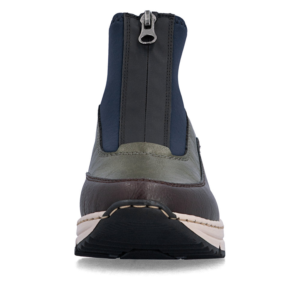 Rieker N6352-91 women's wide multi front zip ankle boots, front view.