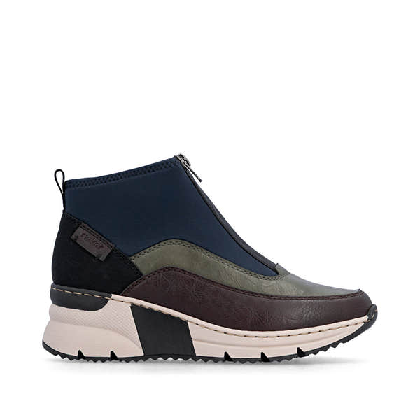 Rieker N6352-91 women's wide multi front zip ankle boots, opposite side view.