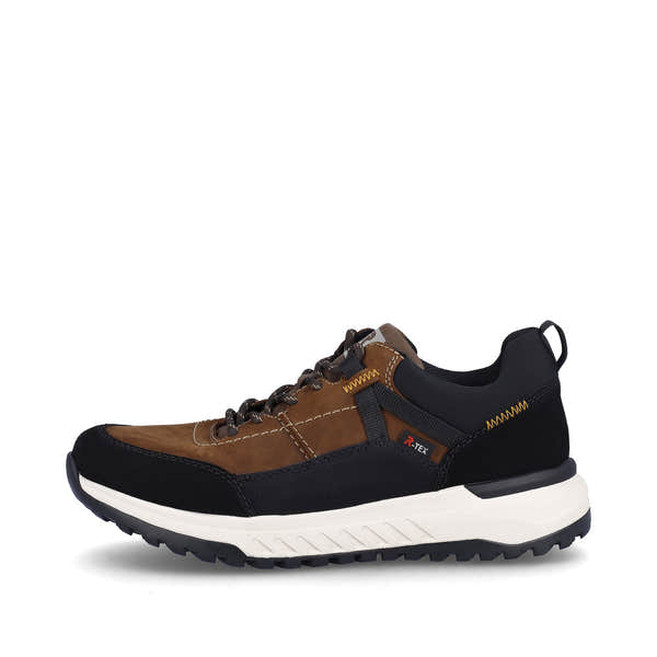 Rieker U0100-22 men's brown combi suede water resistant lace up shoes, inner side view.
