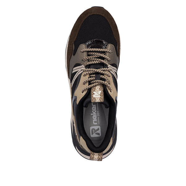 Rieker W2501-90 women's multi leather water resistant lace up trainers, top view.