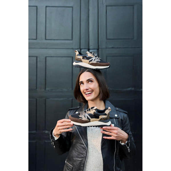 Rieker W2501-90 women's multi leather water resistant lace up trainers, lifestyle view 3 of 5.