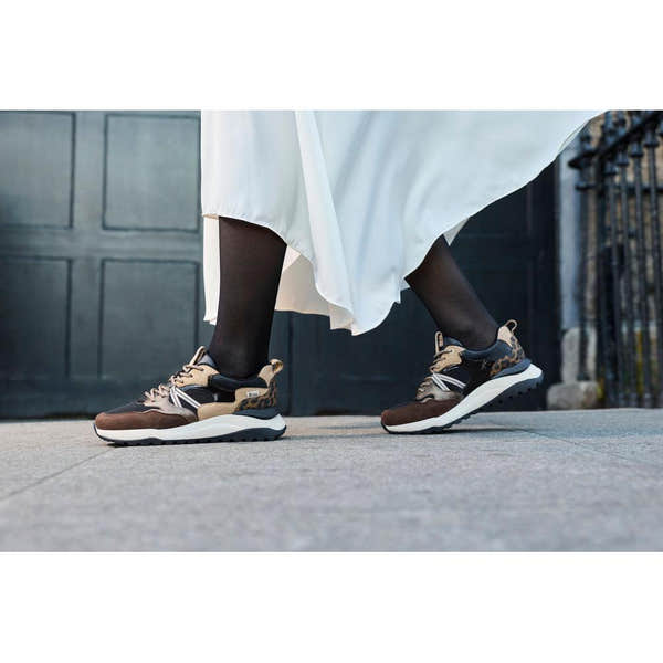 Rieker W2501-90 women's multi leather water resistant lace up trainers, lifestyle view 4 of 5.
