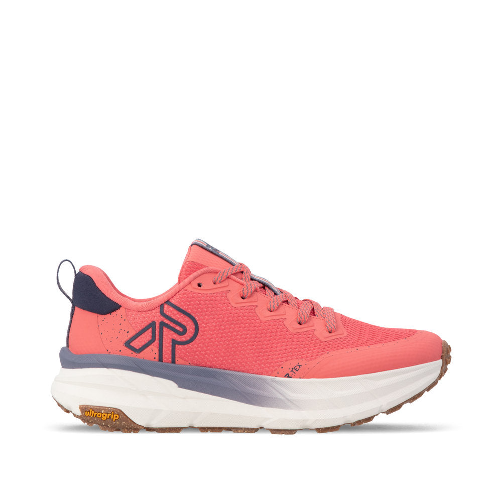 Rieker W4501-33 women's coral textile water resistant lace up trainers, opposite side view.