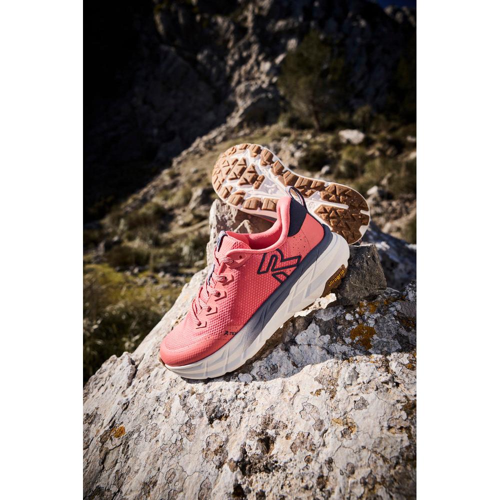 Rieker W4501-33 women's coral textile water resistant lace up trainers, lifestyle view 12 of 46.