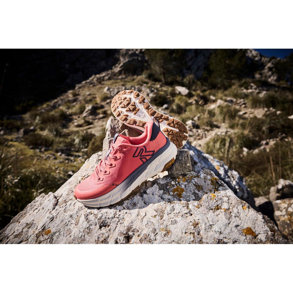 Rieker W4501-33 women's coral textile water resistant lace up trainers, lifestyle view 13 of 46.