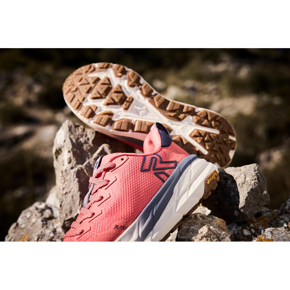 Rieker W4501-33 women's coral textile water resistant lace up trainers, lifestyle view 14 of 46.