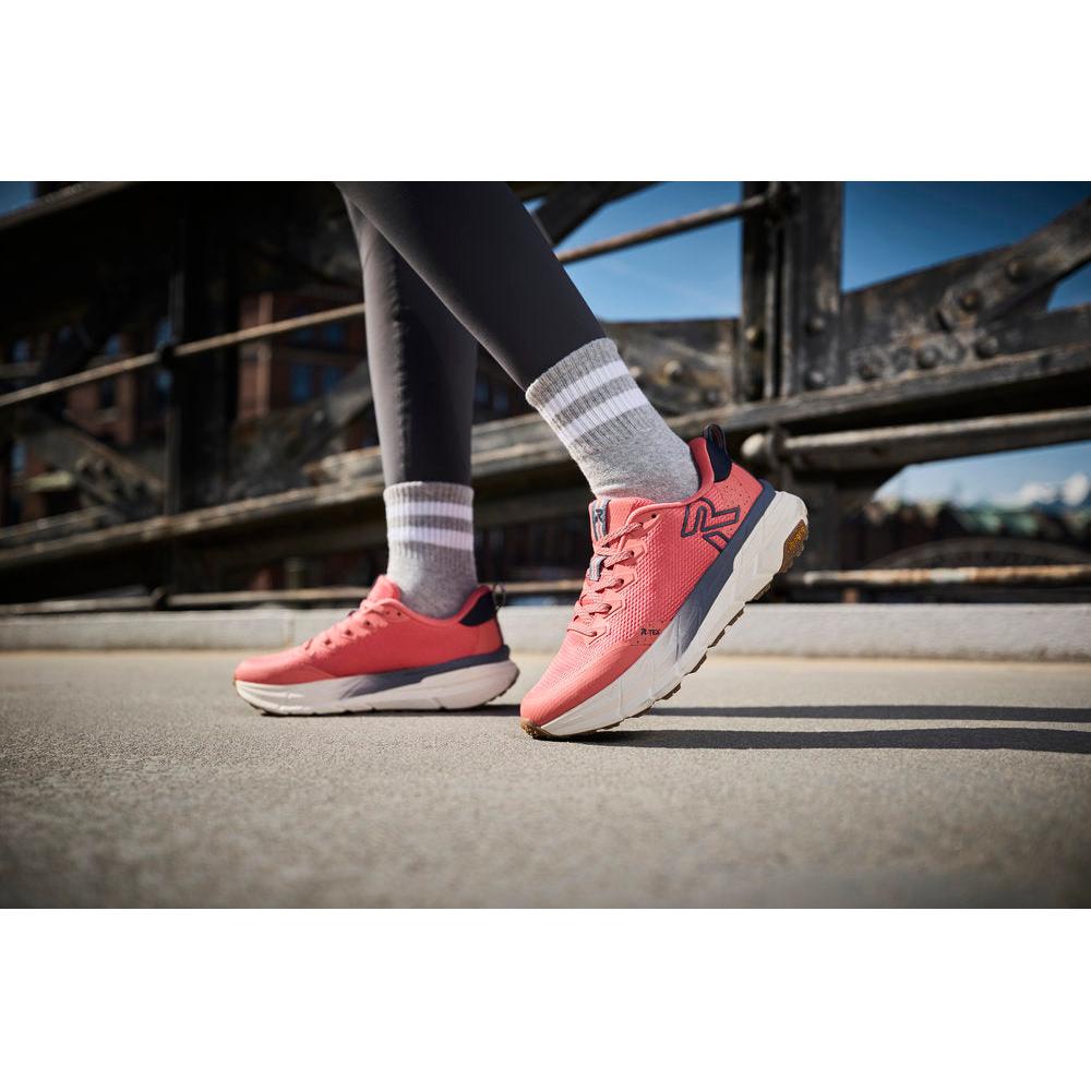 Rieker W4501-33 women's coral textile water resistant lace up trainers, lifestyle view 20 of 46.